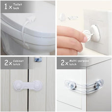 Baby safety primium kit child security set includes coner protectors, Baby Proofing set , plug covers, toilet lock, oven knob cover drawer lock, cuboard latch, door stopper